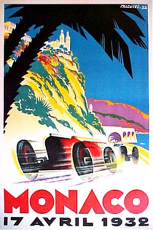 Monaco Grand Prix 1932 auto race rally art poster